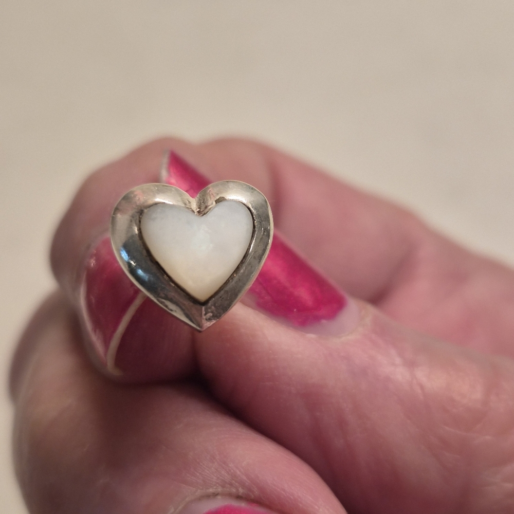 925 Sterling Silver Heart Stud Earrings White Stone Inlay Classic Gift